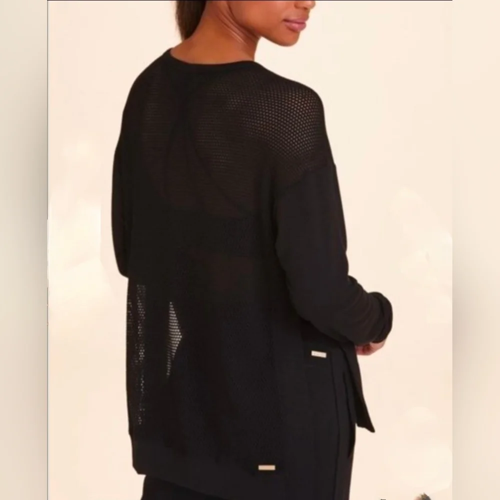 Alala Heron Sweatshirt Black Mesh Long Sleeve Top Women’s Size M / Medium